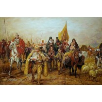 Migration der Serben, Seoba Srba, Paja Jovanovic, Ölbild 60x90cm
