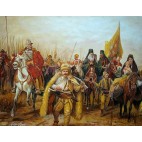 Migration der Serben, Seoba Srba, Paja Jovanovic, Ölbild 60x90cm