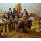 Migration der Serben, Seoba Srba, Paja Jovanovic, Ölbild 60x90cm