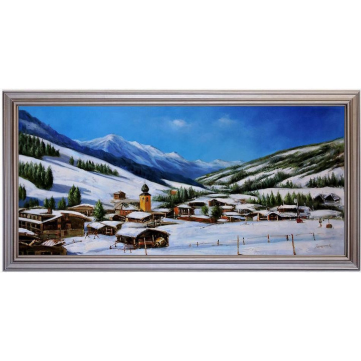 Ölbild Saalbach Hinterglemm Winterlandschaft Ölgemälde 