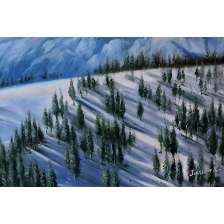 Ölbild Schmittenberg Kettingalm Zell am See Winterlandschaft Ölgemälde HANDGEMALT 60x100cm 