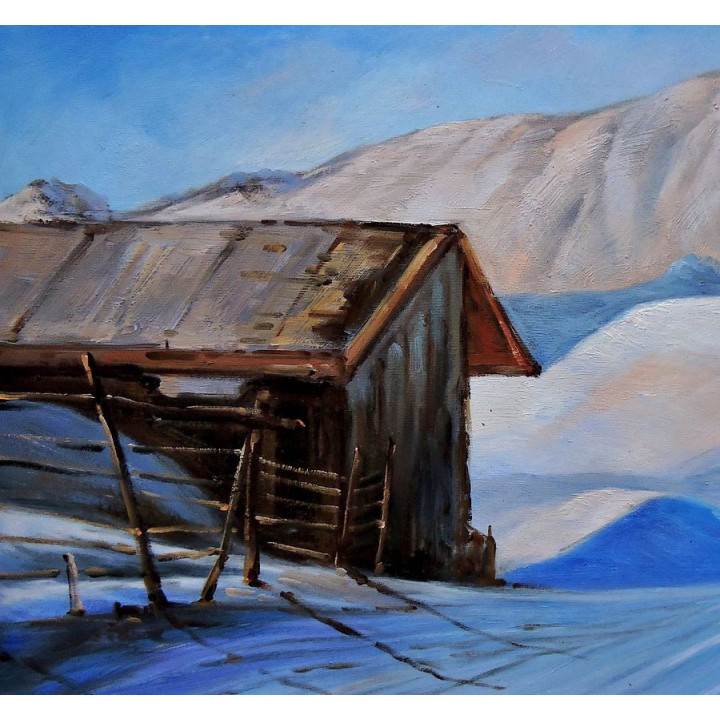 Asitz-Leogang im Winter - handgemaltes Ölbild in 50x100cm