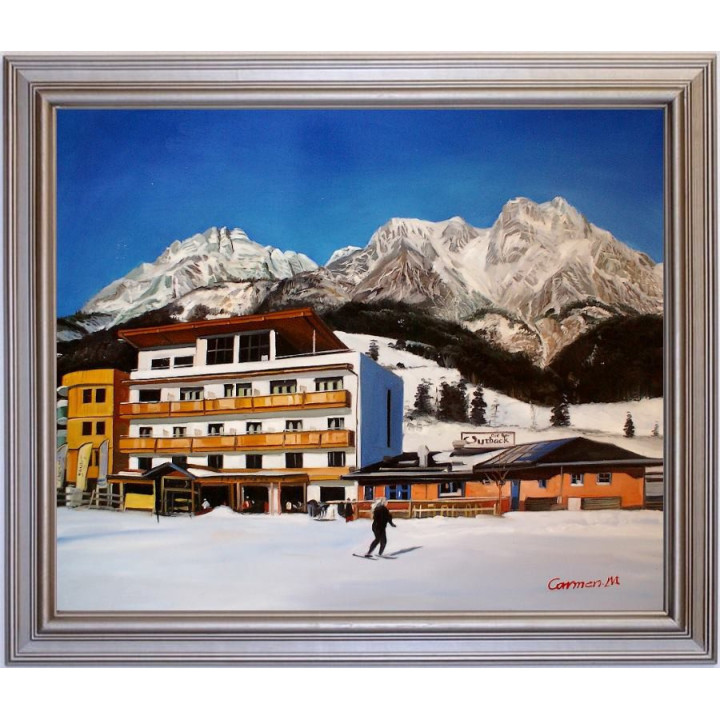 Asitzstubn Hotel Bacher Saalbach Leoganger Steinberge HANDGEMALT 50x60cm