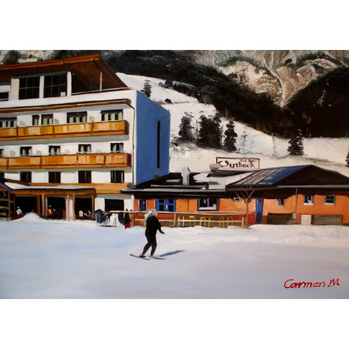 Asitz-Leogang im Winter - handgemaltes Ölbild in 50x100cm