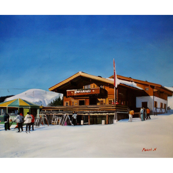 Asitz-Leogang im Winter - handgemaltes Ölbild in 50x100cm