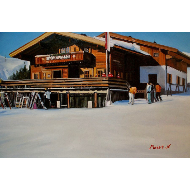 Asitz-Leogang im Winter - handgemaltes Ölbild in 50x100cm