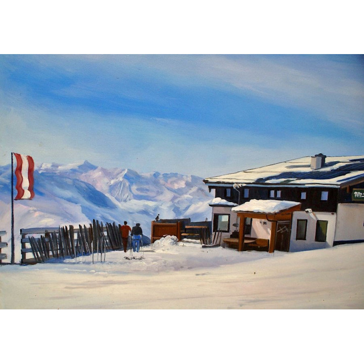 Asitz-Leogang im Winter - handgemaltes Ölbild in 50x100cm