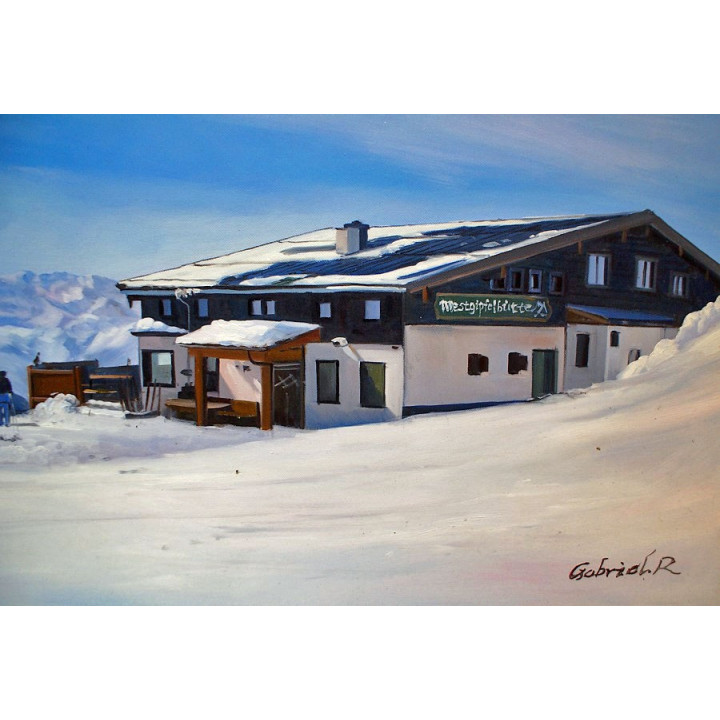 Westgipfelhütte Saalbach Hinterglemm Westgipfel HANDGEMALT 50x60cm