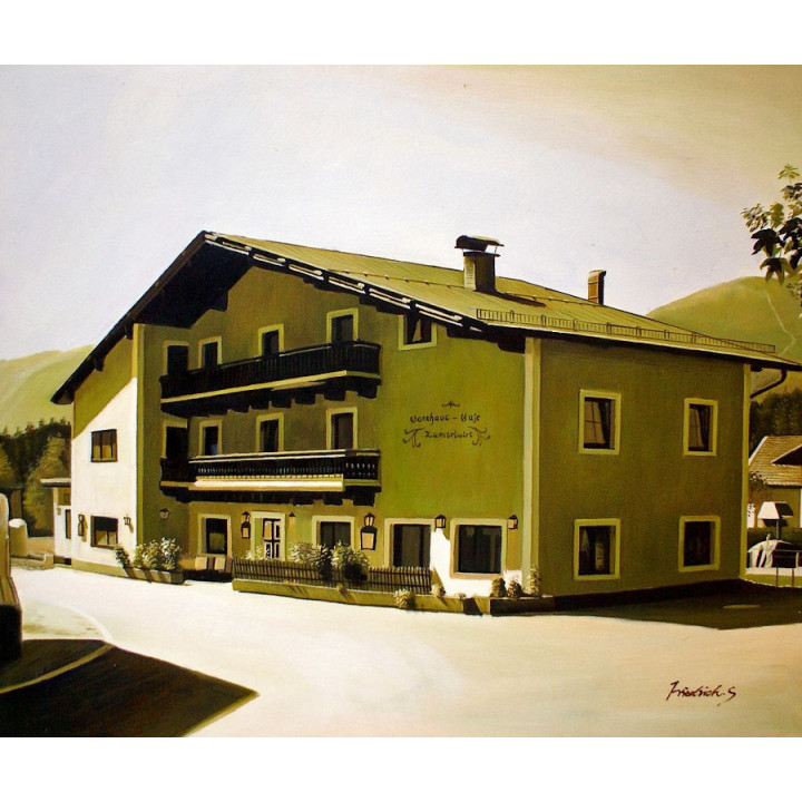 Asitz-Leogang im Winter - handgemaltes Ölbild in 50x100cm