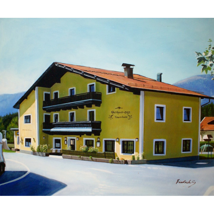 Kramerwirt -jetziger Winkelhof in Saalfelden am Steineren Meer HANDGEMALT 50x60cm 