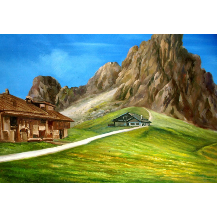 Passo Giau Gusela - handgemaltes Ölbild in 70x110cm