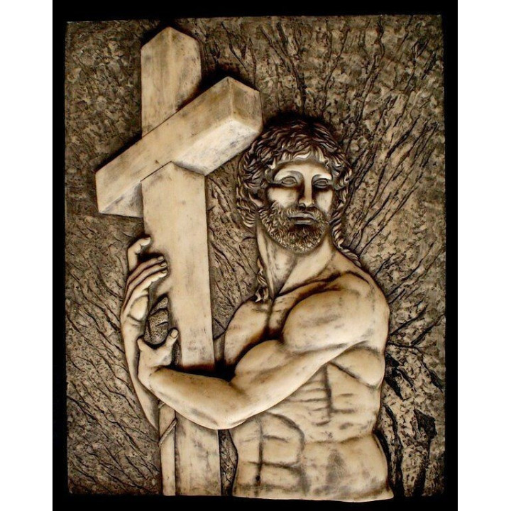Reliefbild - Jesus mit Kreuz