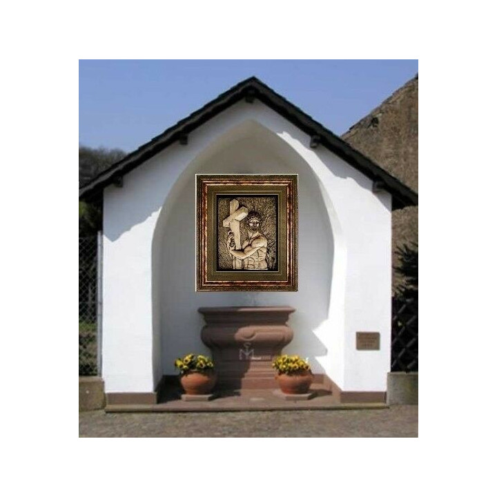 Reliefbild - Jesus mit Kreuz