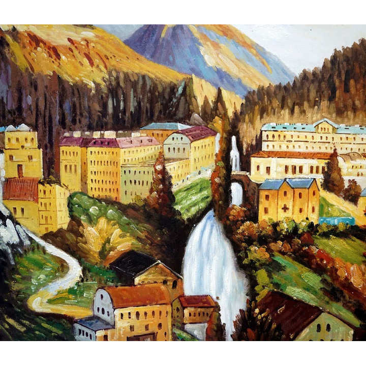 alte Ansicht v. Badgastein handgemaltes Ölbild in 40x50cm  -UNIKAT auf ÖL