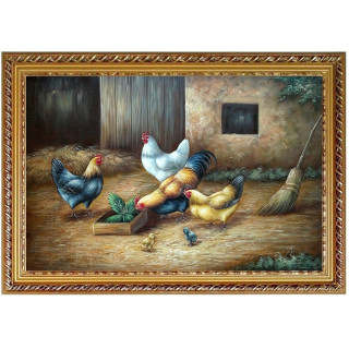 Hühner- handgemaltes Ölbild in 60x90cm-4-20