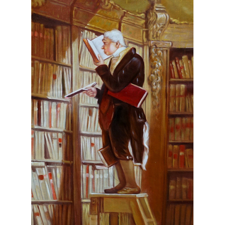 Carl Spitzweg, Bücherwurm - handgemaltes Ölbild F 50x80cm