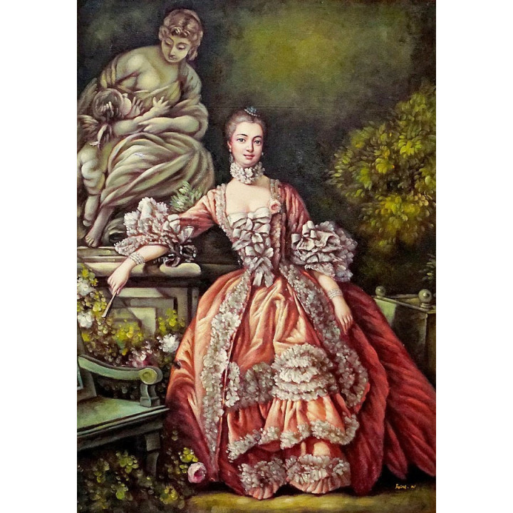 Francois Boucher,Lady Pompadur - handgemaltes Ölbild in 60x90cm 