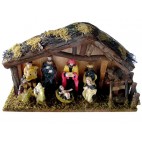 Weihnachtskrippe, - Heiligen Familie mit Jesuskind im Stall - 23190A