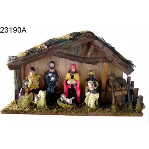 Weihnachtskrippe, - Heiligen Familie mit Jesuskind im Stall - 23190A