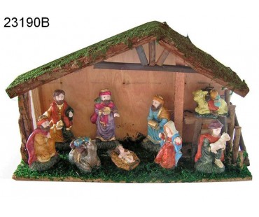 Weihnachtskrippe, - Heiligen Familie mit Jesuskind im Stall - 23190B