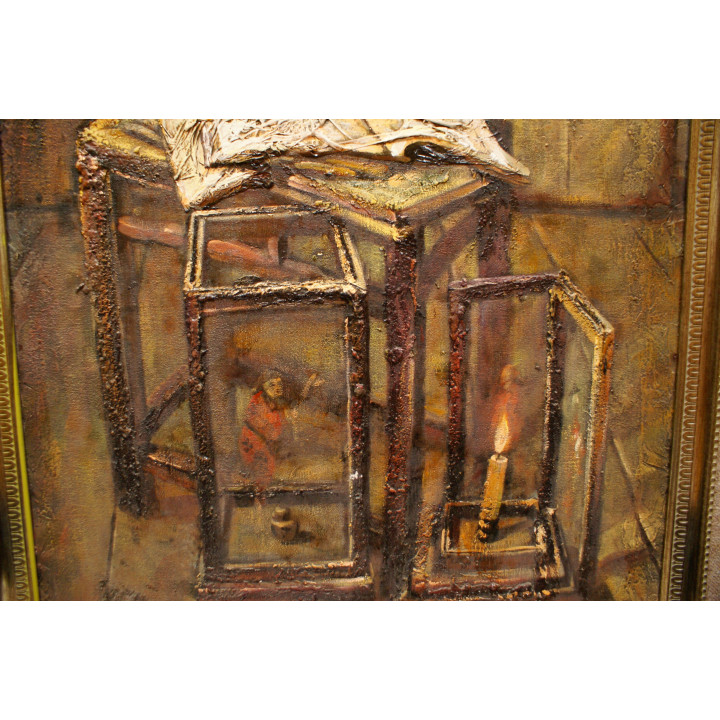 Abstrakt-kerze, handgemaltes Ölbild in  85x110cm