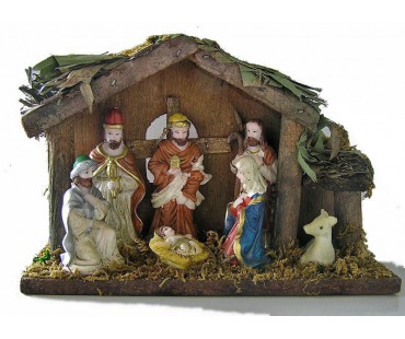 Weihnachtskrippe, - Heiligen Familie mit Jesuskind im Stall-525760