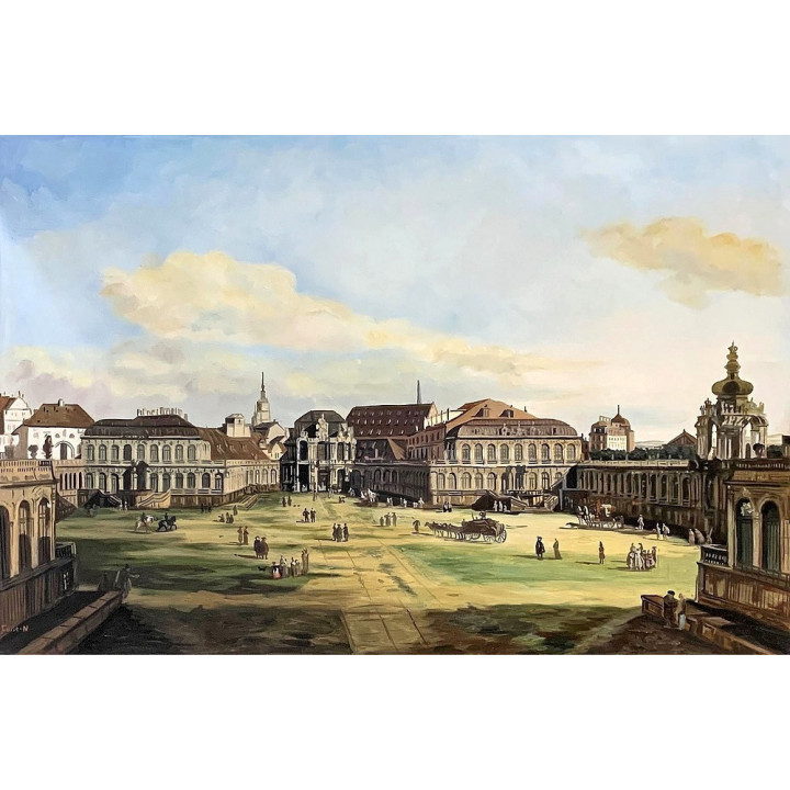 Ölgemälde Zwingerhof in Dresden Bernardo Bellotto 60x90cm