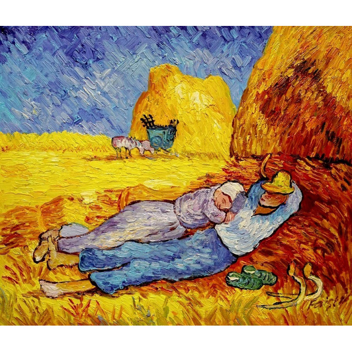 Siesta, Vincent van Gogh - handgemaltes Ölbild 50x60cm