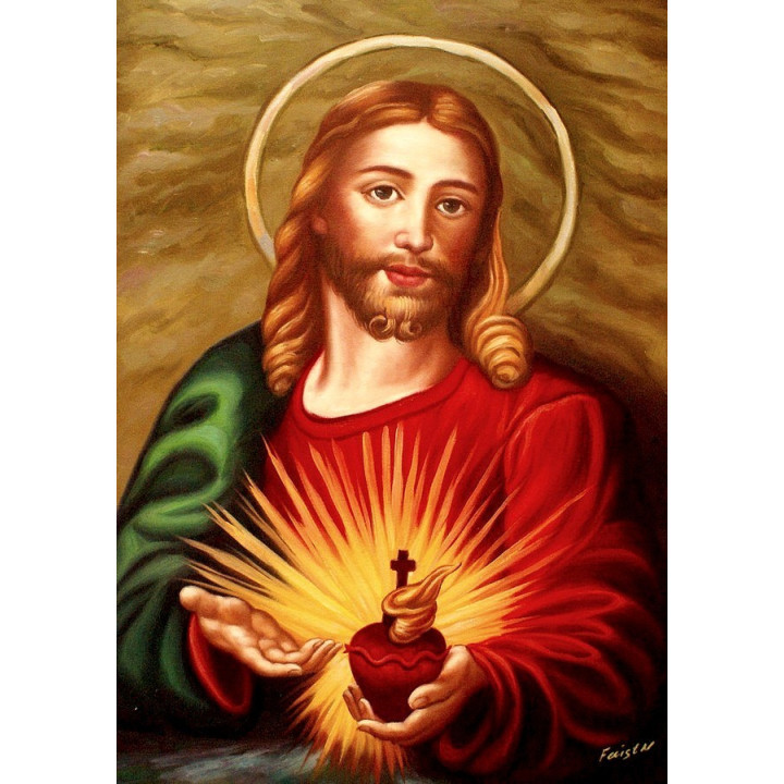 Herz-Jesu- Ölgemälde handgemalt