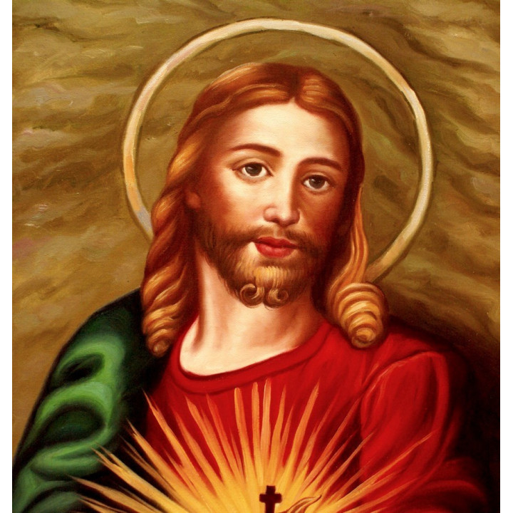 Herz-Jesu- Ölgemälde handgemalt