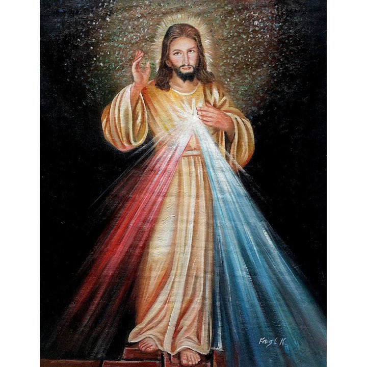 Barmherziger Jesus, Jesusbild-handgemaltes Ölbild 40x50m