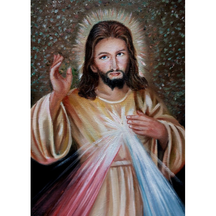 Barmherziger Jesus, Jesusbild-handgemaltes Ölbild 40x50m