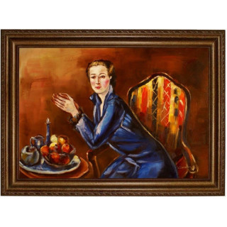 Faistauer Anton - Dame in blauen Kleid - handgemaltes Ölbild in 50x70cm