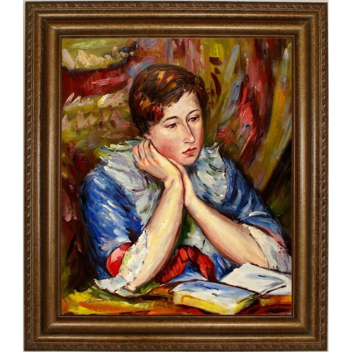 Faistauer Anton - Dame mit Buch - handgemaltes Ölbild in 50x60cm