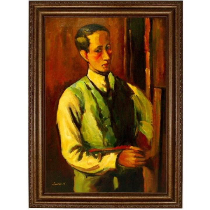 Faistauer Anton - Selbstbildnis - handgemaltes Ölbild in 50x70cm