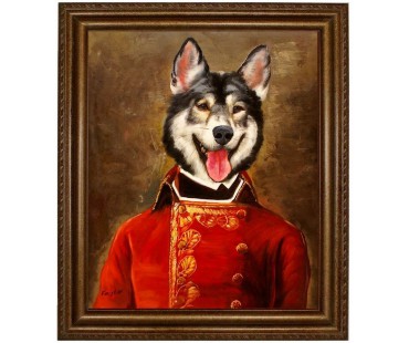 Alaskan Malamute Hund im Anzug - handgemaltes Ölbild in 50x60cm