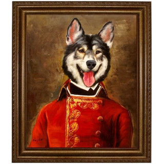 Alaskan Malamute Hund im Anzug - handgemaltes Ölbild in 50x60cm