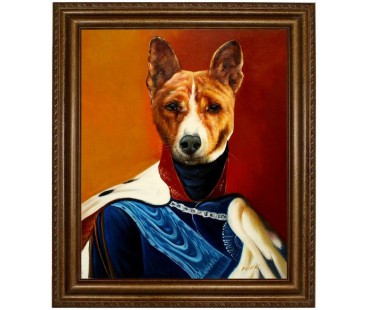 Basenji Hund im Anzug - handgemaltes Ölbild in 50x60cm