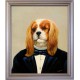 Cavalier Hund im Anzug - handgemaltes Ölbild in 50x60cm