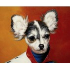 Chihuahua Hund im Anzug - handgemaltes Ölbild in 50x60cm