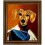 Dackel Hund im Anzug - handgemaltes Ölbild in 50x60cm