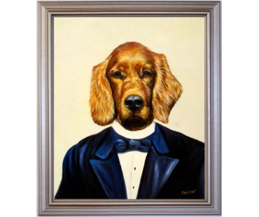Irish-Setter1 Hund im Anzug - handgemaltes Ölbild in 50x60cm