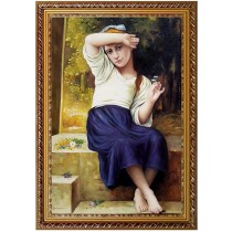 Mädchen (Sewing) - handgemaltes Ölbild in 60x90cm v. William Bouguereau_11-63