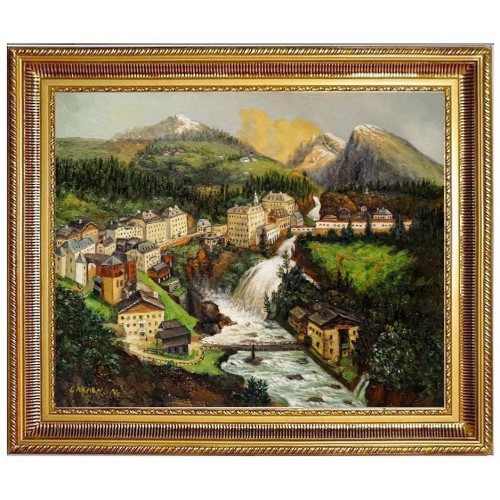 alte Ansicht von Badgastein auf ÖL-Ölgemälde - 40x50cm