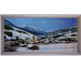 Ölbild Saalbach Hinterglemm Winterlandschaft Ölgemälde HANDGEMALT 50x110cm