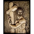 Reliefbild - Jesus mit Kreuz