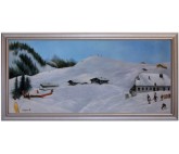 Ölbild Saalbach Hinterglemm Winterlandschaft Ölgemälde HANDGEMALT 50x110cm 