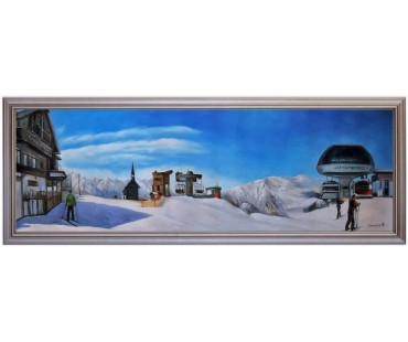 Ölbild Schmittenhöhe Zell am See Winterlandschaft Ölgemälde HANDGEMALT 50x150cm 