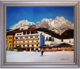 Asitzstubn Hotel Bacher Saalbach Leoganger Steinberge HANDGEMALT 50x60cm