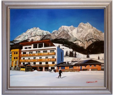 Asitzstubn Hotel Bacher Saalbach Leoganger Steinberge HANDGEMALT 50x60cm